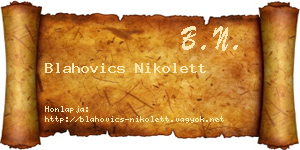 Blahovics Nikolett névjegykártya